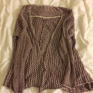 Marled maroon open cardigan